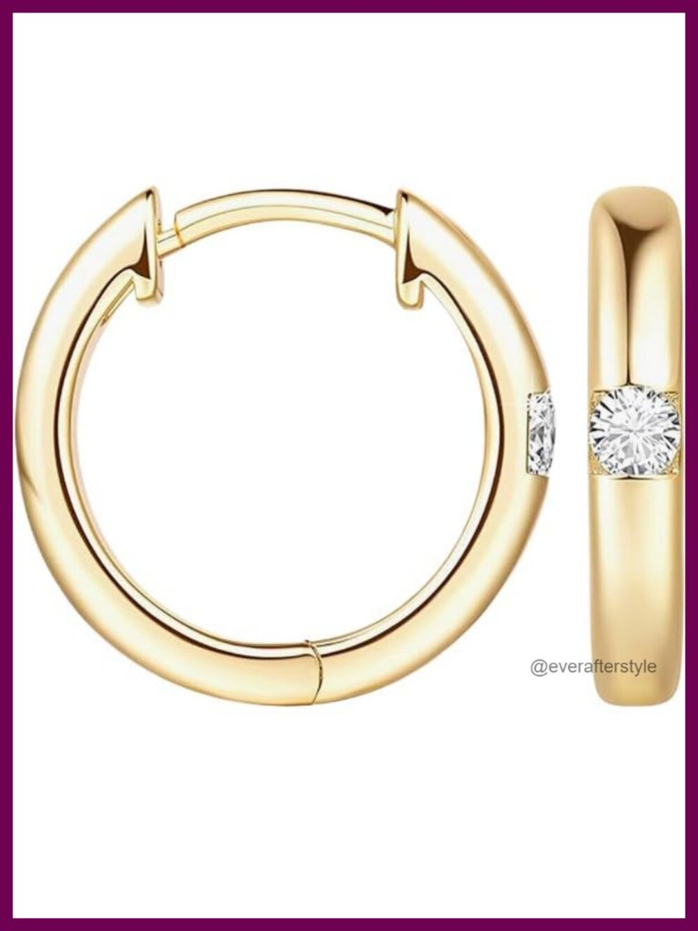 14K Gold Plated CZ Huggie Hoop Earrings Lightweight Secure Women